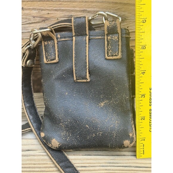 Sacchetto by Tokyobay Biker Themed Black Mini Crossbody Bag Distressed 4x6 Inch - Picture 9 of 11